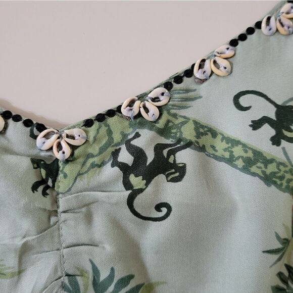 Faith by Cecilia Forrester Green Tropical Print Summer Midi Dress - Picture 9 of 12